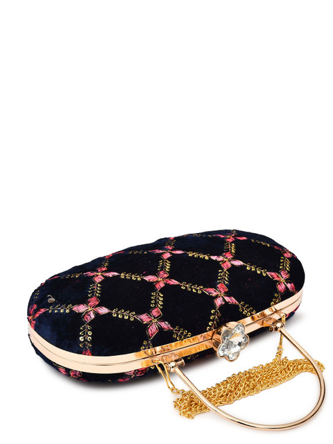 FOR THE BEAUTIFUL YOU Floral Embroidered Embellished Box Clutch - Image 4