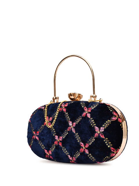 FOR THE BEAUTIFUL YOU Floral Embroidered Embellished Box Clutch - Image 3