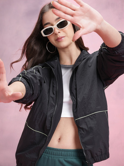 DressBerry Hooded Paneled Tailored Jacket