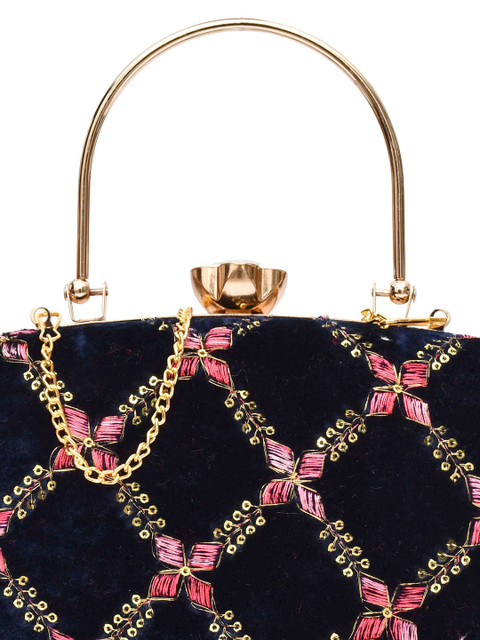 FOR THE BEAUTIFUL YOU Floral Embroidered Embellished Box Clutch - Image 6