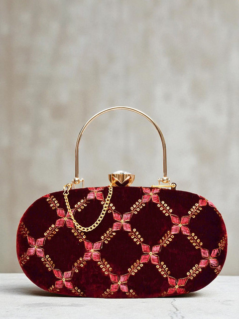 FOR THE BEAUTIFUL YOU Floral Embellished Embroidered Box Clutch