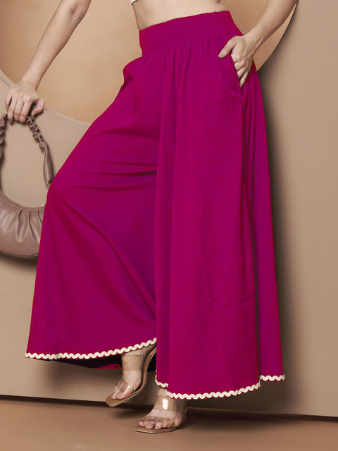 ZWERLON Women Solid Flared Palazzos