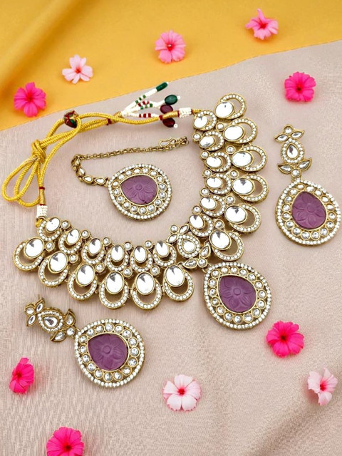 BFC - BUY FOR CHANGE Women Purple & Gold Plated Artificial Stones Alloy Jewellery Set