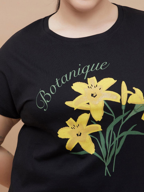 Nexus by Lifestyle Women Floral Printed Round Neck Pure Cotton Plus Size T-shirt - Image 2