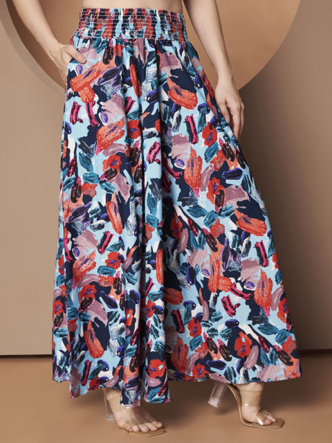 ZWERLON Women Printed Flared Palazzos