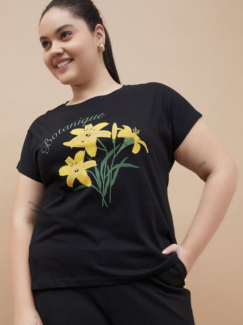 Nexus by Lifestyle Women Floral Printed Round Neck Pure Cotton Plus Size T-shirt - Image 5