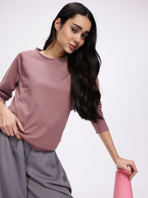 Kook N Keech Self Design Textured Raglan Sleeve Dry-Fit T-shirt