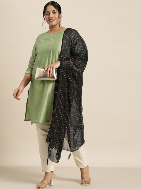 Varanga Polka Dots Printed Mukaish Chiffon Dupatta