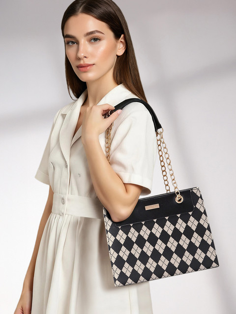 Mast & Harbour Geometric Printed Structured Shoulder Bag