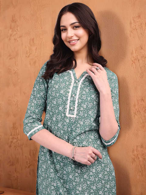 Anouk Rustic Women Floral Printed Straight Kurta