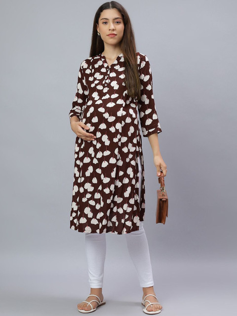 Mammas Maternity Printed V-Neck Pure Cotton Maternity Kurti