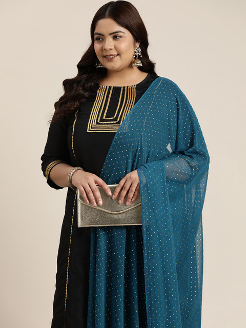 Varanga Polka Dots Printed Mukaish Dupatta