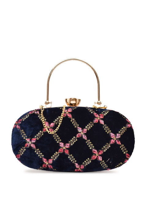 FOR THE BEAUTIFUL YOU Floral Embroidered Embellished Box Clutch - Image 2