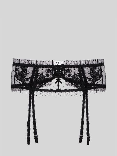 LULU & SKY Sheer Lace Garter Belt Corset With Clip-on Strings