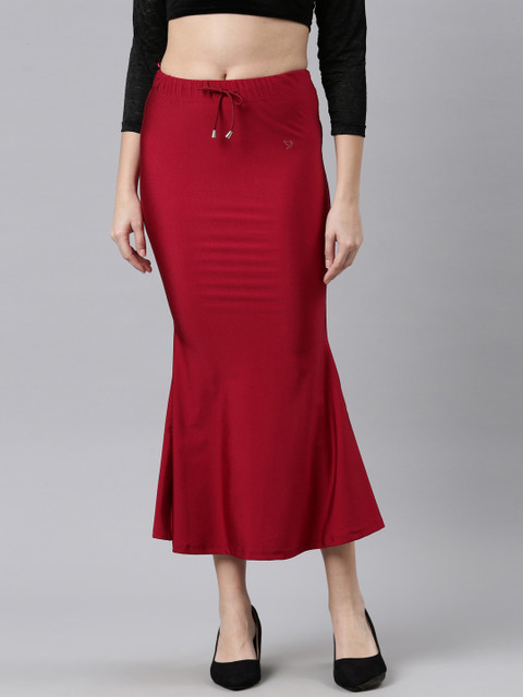 TWIN BIRDS Women Solid Coloured Silky Soft Stretchable Shimmer mermaid Saree Shapewear