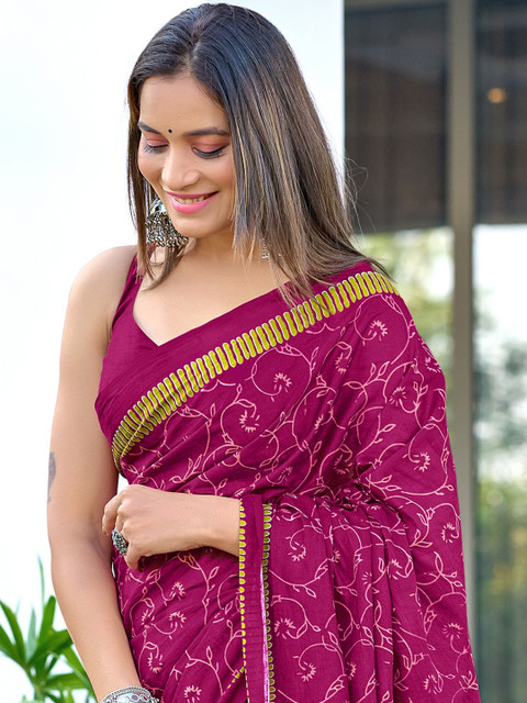 Anouk Floral Pure Cotton Saree - Image 4