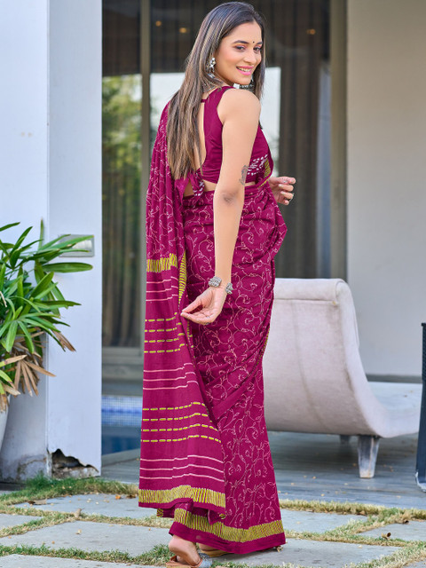 Anouk Floral Pure Cotton Saree - Image 3