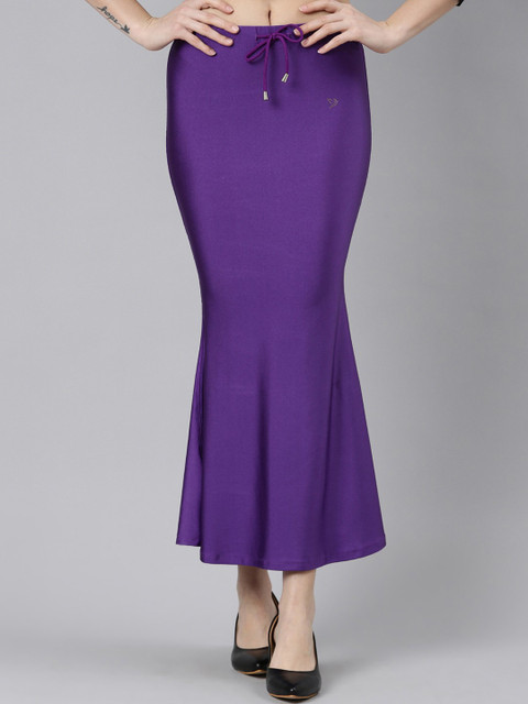 TWIN BIRDS Women Solid Coloured Silky Soft Stretchable Shimmer mermaid Saree Shapewear