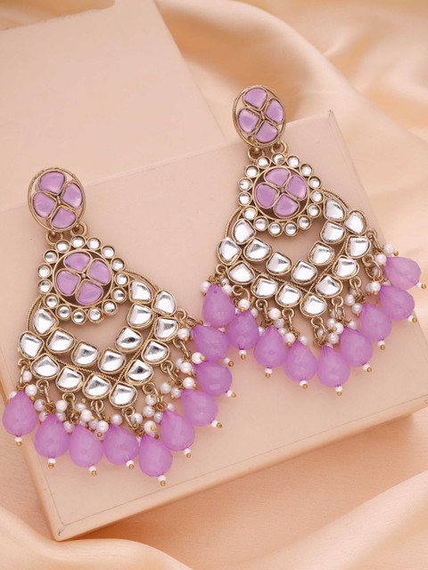 Anouk Women Gold-Plated Brass Kundan Ethnic Handcrafted Drop Earrings