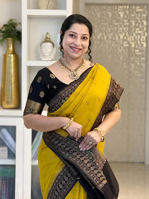 CANIZZARO Ethnic Motifs Woven Design Zari Banarasi Saree