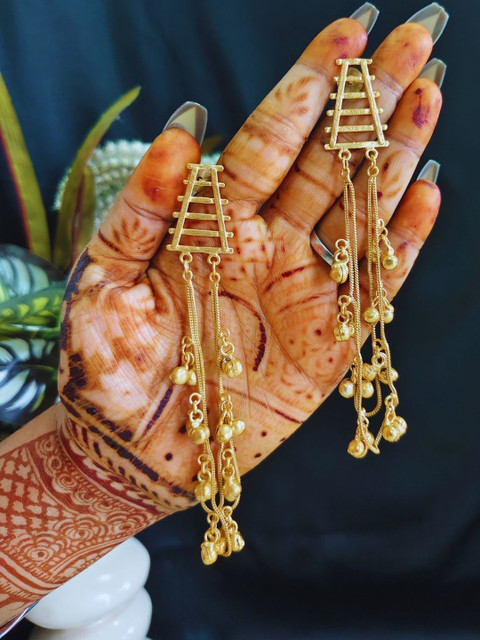 J & C Fashion Arena Women Gold-Plated Brass Artificial Beads Ethnic Chandbalis