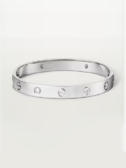 Samna Handicrafts Silver-Plated Stainless Steel American Diamond Bracelet