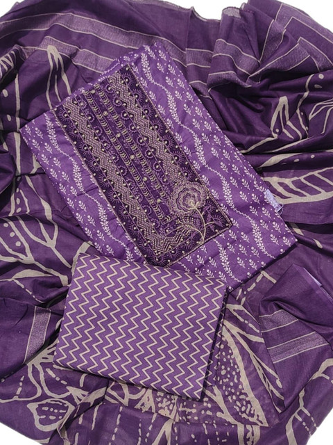 GC 80 BY GAURI COLLECTION Ethnic Motifs Thread Work Pure Cotton Unstitched Dress Material