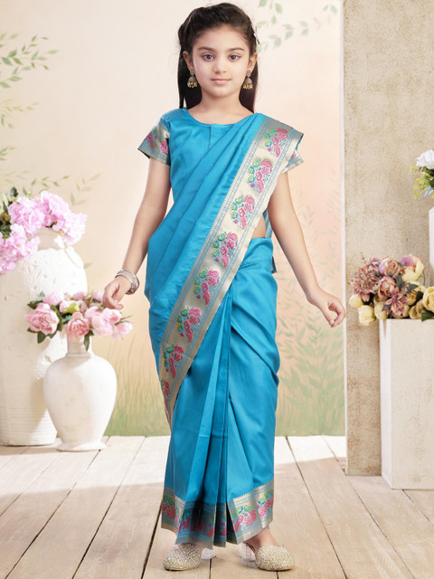 Sangria Girls Zari Border Saree