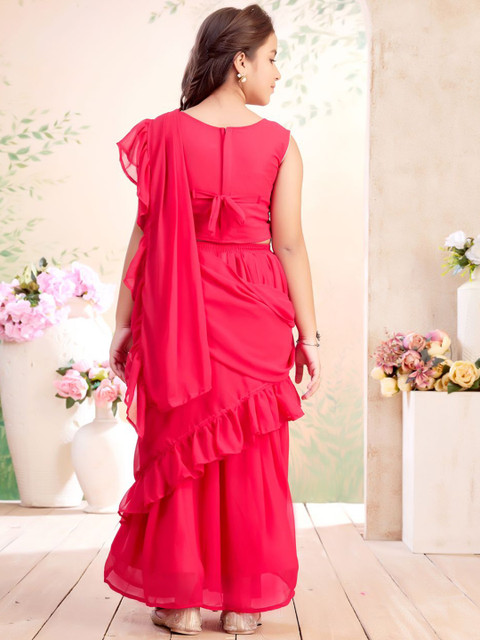 Aarika Girls Sequined Embroidered Georgette Lehenga Saree - Image 5