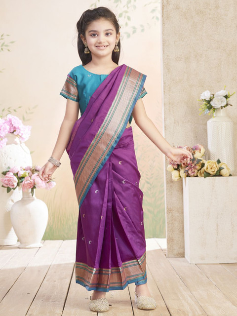 Aarika Girls Zari Woven Design Saree - Image 2