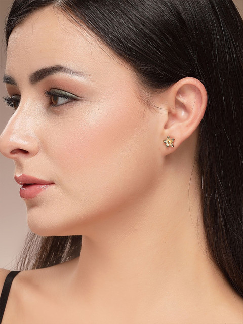 Bohey by KARATCART Set Of 12 Gold-Plated Semi Circular Shaped Half Hoop Earrings - Image 6