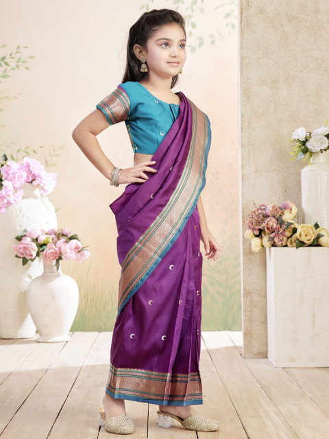 Aarika Girls Zari Woven Design Saree - Image 3