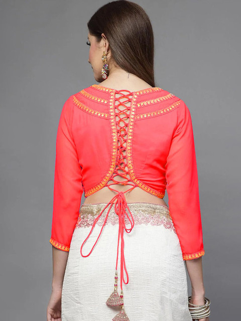 Utsav Fashion Embellished Georgette Back Tie Up Saree Blouse - Image 2