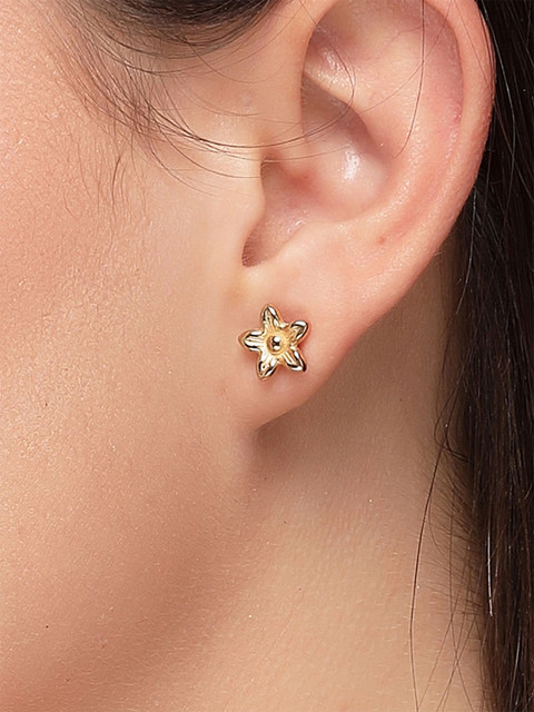 Bohey by KARATCART Set Of 12 Gold-Plated Semi Circular Shaped Half Hoop Earrings - Image 5