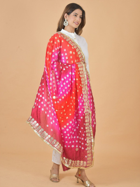 LA FEMINAE Bandhani Printed Thread Work Dupatta - Image 3