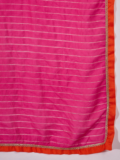 Sangria Floral Yoke Design Round Neck Sequinned Straight Kurta & Palazzos With Dupatta - Image 4