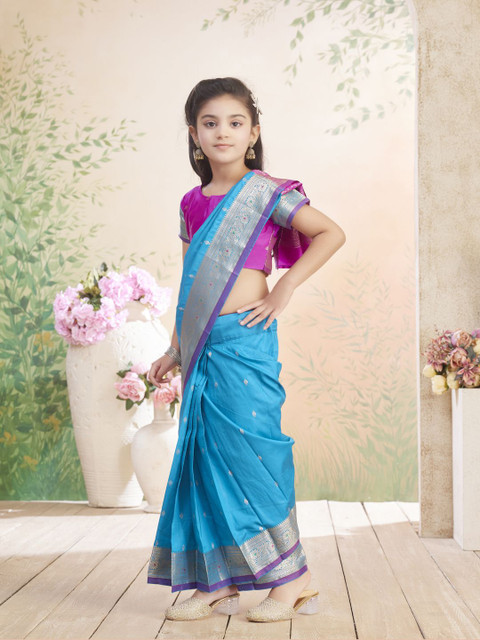 Aarika Girls Woven Design Saree - Image 4