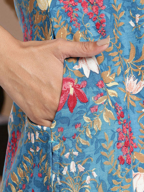 W Floral Printed Straight Kurta - Image 6