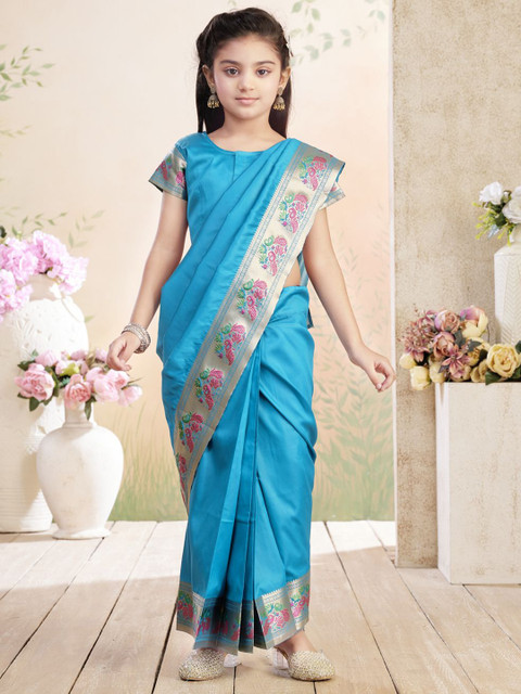 Aarika Girls Zari Woven Design Art Silk Saree - Image 2
