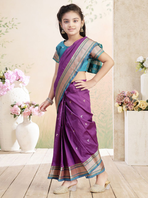 Aarika Girls Zari Woven Design Saree - Image 4