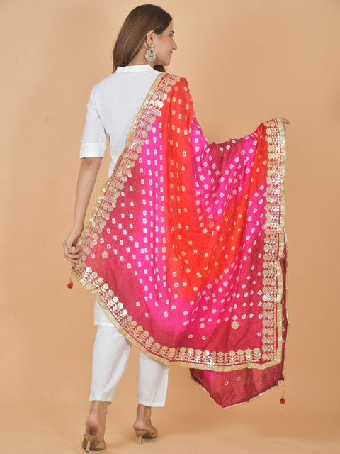 LA FEMINAE Bandhani Printed Thread Work Dupatta - Image 5
