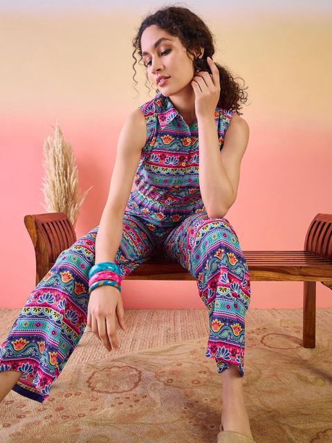 SZN Printed Women Abstract Printed Cotton Basic Jumpsuit
