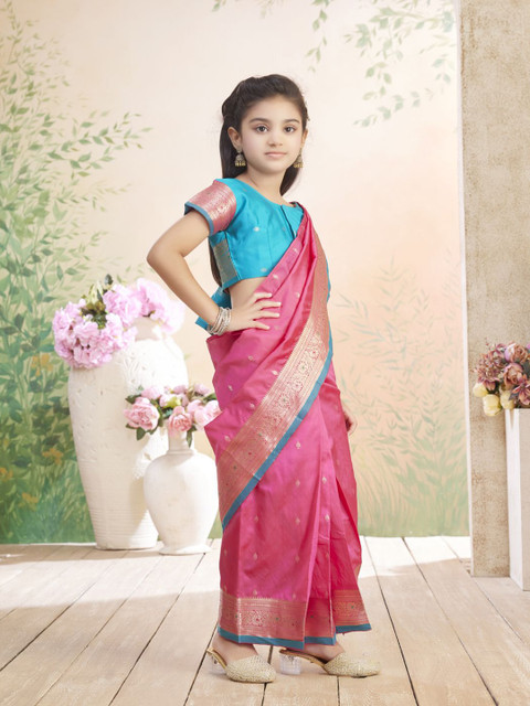 Aarika Girls Zari Woven Design Art Silk Saree - Image 2