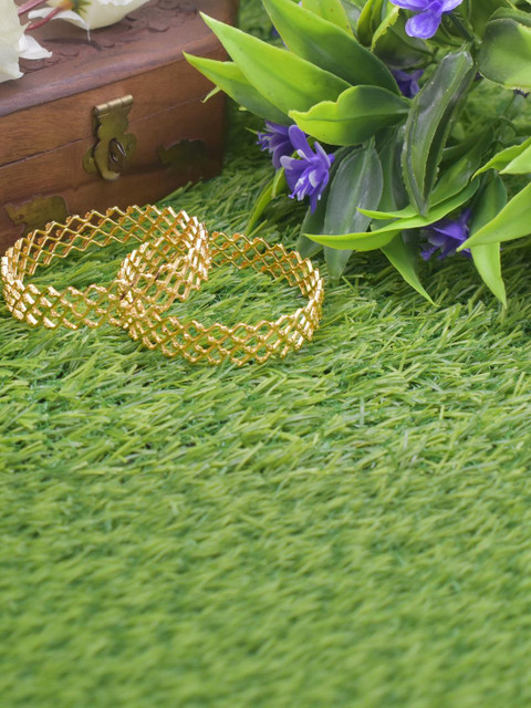SATTIK Women Pack Of 2 Gold Plated Bangle Set