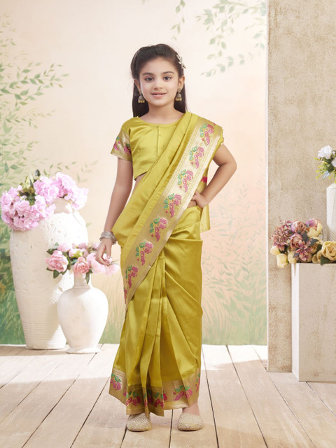 Aarika Girls Woven Design Zari Art Silk Saree