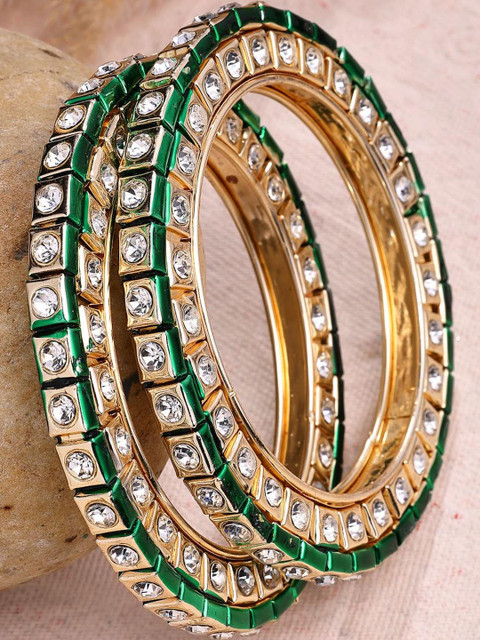 Sukkhi Women Set Of 2 Gold-Plated American Diamond Studded Bangles