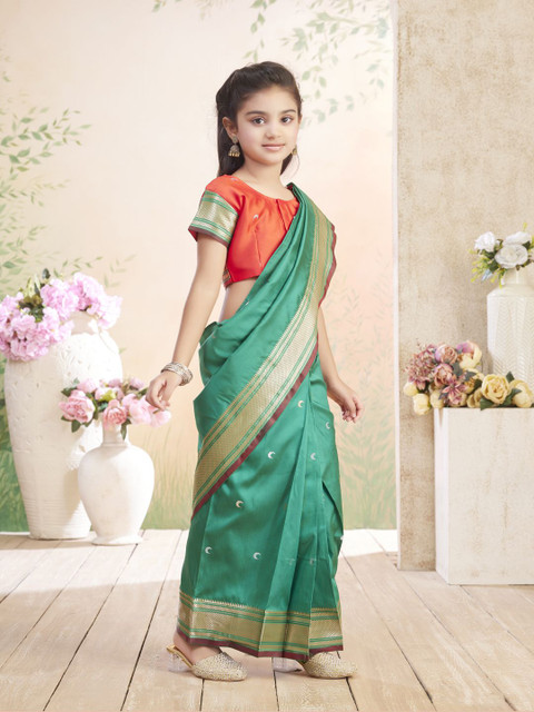 Aarika Girls Woven Design Zari Saree - Image 2