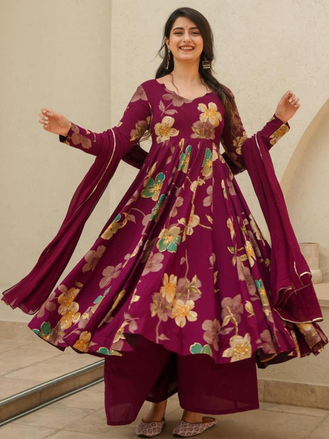Aaghnya Women Viscose Rayon Kurta & Palazzos With Dupatta