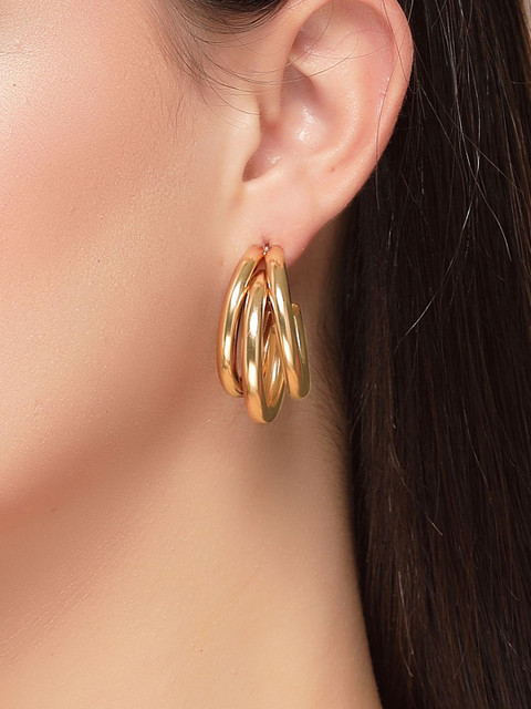 Bohey by KARATCART Set Of 9 Gold-Plated Semi Circular Half Hoop Earrings - Image 6