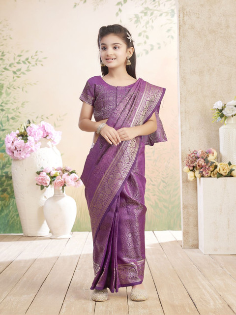 Aarika Girls Woven Design Zari Kanjeevaram Saree